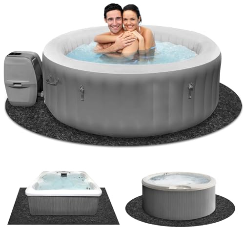 GQFOWE 228 cm runde Whirlpool-Matte, extra großes aufblasbares Spa-Pad, oberirdische Pool-Schutzmatte, Bodenschutzmatte für Innen- und Außenbereich