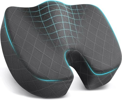 UKIUAN Cojín Antiescara Coxis y Ciática - Cojín Silla Oficina Espuma Viscoelástica Premium - Corrige Postura Columna - Alivia Presión y Dolor Cadera Lumbalgia Cervicalia