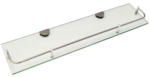 Einstöckige Badezimmer-Glasregale, Badezimmer-Wand-Organizer aus gehärtetem Glas mit Geländer, an der Wand montierte rechteckige Regale zur Aufbewahrung und Präsentation (Größe: 40 cm) (40 cm)