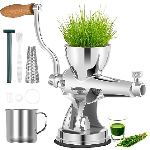 KJHYYPP Manual Wheatgrass Juicer Extractor, Table-top Portable Juicer W/Suction Cup Base,for Juicing Wheat Grass Celery Kale Spinach