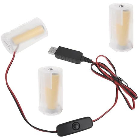 YiQinzcxg 1 jeu de piles LR20 D - Fil USB 5 V 2 A - Remplace 3 piles V LR20 D - Lampe de poche / jouet