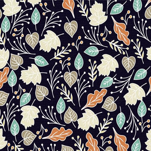 ANLIKY-Pro Papel pintado autoadhesivo con fondo azul de ramas y hojas coloridas. 44X300CM, Papel de contacto despegable y pegable. Película decorativa removible para muebles.