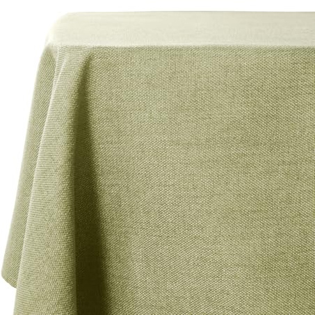 WAITER TREE Table Cloth 145x300 cm Rectangular Wipe Clean Table Cover, Light Green Faux Linen Wipeable Waterproof Tablecloth for Outdoor Picnic Dining Kitchen Party - Sage Green