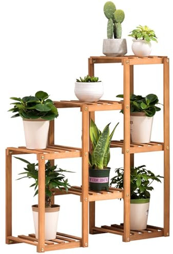 LKYLGYU Pflanzenständer für drinnen und draußen, hohes Pflanzenregal für mehrere Pflanzen, Eckregal aus Holz für Pflanzen, mehrstöckiger Blumentopfständer für Wohnzimmer, Balkon, Garten, Terrasse