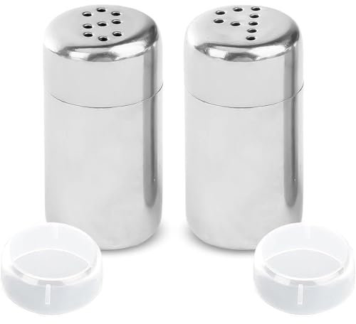KufaerBeam Stainless Steel Mini 6Pcs Salt and Pepper Shakers Set with Plastic Cover for Home Kitchen BBQ Camping Perforated S and P Mini Spice Jars Outdoor Travel Small Condiment Set with Lids