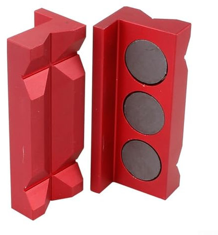 Oniissy Magnetic Aluminum Vise Jaw Pads Vise Jaw Protective, 4 * 1.6 * 1.2 Inch Aluminum Alloy Protective Inserts for Woodworking Clamps, Black Red Blue(Red)
