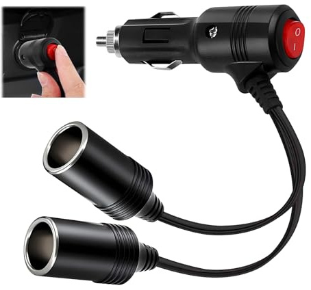 Zigarettenanzünder Verteiler YOURKAY 12V/24V Auto Zigarettenanzünder Verteiler Adapter mit Schalter,1 bis 2 KFZ Auto Zigarettenanzünder Stecker Zigarettenanzünder Verlängerung LKW Wohnmobil﻿