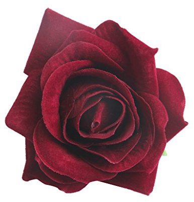 10 rosas artificiales de terciopelo para decoración de color rojo vino