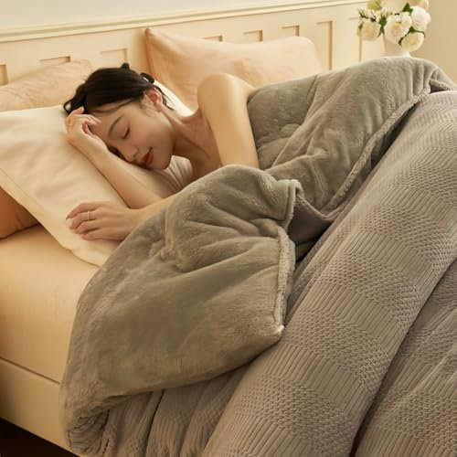 XHCTNN BettwäSche Cashmere Touch Kaschmir Decke 200x200 Steppdecke Winter Dicke Winterdecke Decke Bett Cashmere Decke(E,150 * 200cm/2.5kg)