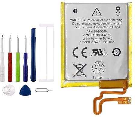 Vvsialeek 616-0640,616-0639 Ersatz Akku Kompatibel Für iPod Nano 7 & iPod Nano 7th & iPod Nano 5th A1446 with Toolkit