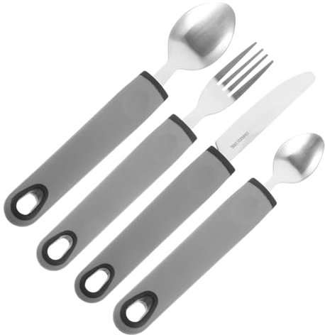 TOBBOMEY 1ensemble Set De Couverts Adaptatifs Antidérapants Pour Personnes Âgées Ustensiles De Table Adaptés Pour Malades Et Personnes à Mobilité Réduite Poignées Ergonomiques