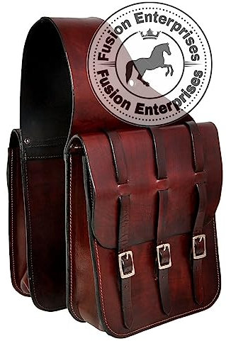 EQUIEMPRESS Satteltasche aus echtem Rindsleder für Western Trails, mit Schnitzereien, Größe: 25,4 cm L x 25,4 cm B x 8,9 cm AZ-30