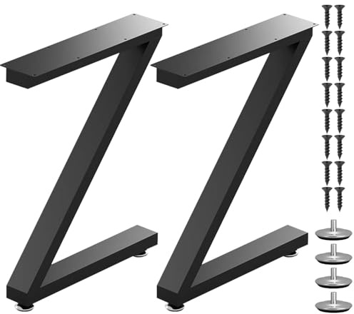 STOLMET Möbelfüße Tischkufen 2 Stück Tischbeine Tischgestell Schreibtisch 71 cm Stahl Schwarz LOFT Z