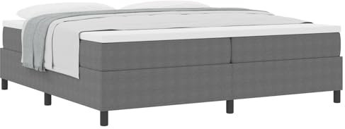 vidaXL Bäddfjäder Ljusgrå och vit. 200 x 200 cm Kordread tyg, Modern sovrum, rektangulär sängram, minimalistisk design, hållbar sängbotten och skön madrass