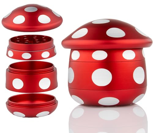 Viberium Metal Grinder 1.8 Inch - Herb Grinder, Grinders, Crusher Accessories Gifts, Cool Dry Herb Mill, Big Large Premium Steel Novelty Ginder, 4 Piece, 4 Chamber XXL Geinder, Red
