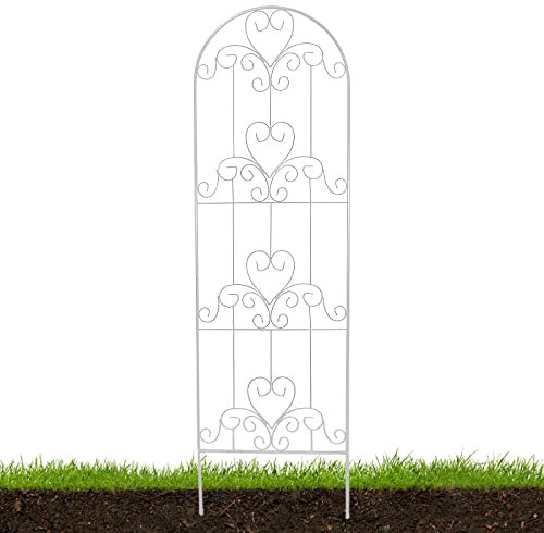 Metall-Garten-Rankgitter, Kletterpflanzen-Rankgitter, Kletterrosen-Spalier, Pflanzenstützpfähle, für Rasen, Hinterhof, Terrasse, Weiß