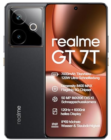realme GT 7T 12GB 512GB MediaTek Dimensity 8400MAX Dual SIM Carga 120W Negro IceSense
