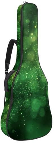 Tasche für Akustikgitarre, 1 cm dicke Polsterung, wasserdicht, Oxford-Stoff, Gitarrentasche, Rucksack für 101,6 - 106,7 cm große E-Bässe, klassische Gitarren, grüner Vogel und bunte Schmetterlinge