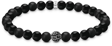 THOMAS SABO Stretch-Armband Obsidian und Tigerauge Beads Armband Gravur