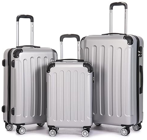 Boleedy Juego 3 Maletas Viaje (55/66/76CM) ABS Rígidas con Cerradura y Ruedas 360°,Set Trolley de Viaje Incluye Maleta Cabina,Ideal Negocios y Familia