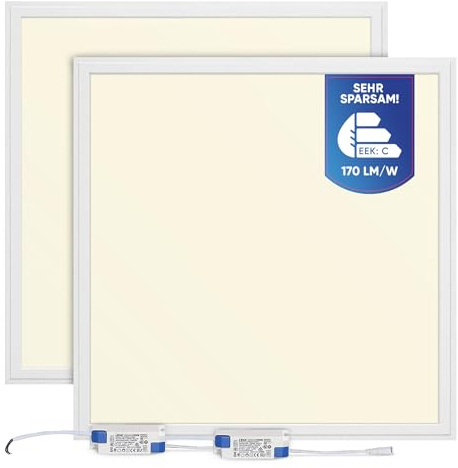 LECOM 2x LED Rasterleuchte 62x62 Warmweiß 3000K 4250lm 25W für Rasterdecken | Energieeffizientes LED Panel 170 lm/W. Hohe Lichtleistung bei nur 25W. Ideal für Hotels, Empfangsbereiche und Wartezimmer.