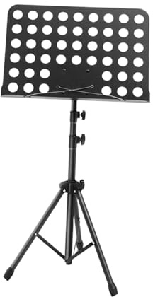 Harilla Atril, Plegable, Bandeja Telescópica, Inclinable, Antideslizante, Regulable en Altura, Soporte para Libros de Música para Músicos, Bandas, Profesional, Negro