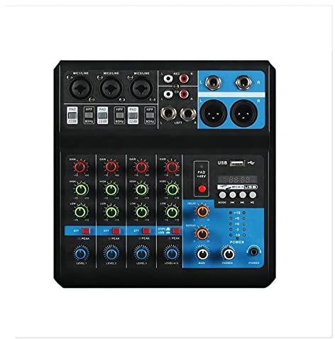 SHEHUALI Mixer per DJ, Mixer a 5 canali Console Portatile Professionale Ingresso Computer Alimentazione 48v Trasmissione in Diretta A5