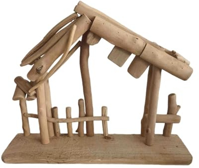 mophrati Decorazione natalizia per la scrivania, stabile in legno per presepe natalizio che garantisce durata e possibilità di creare figure e luci fai da te per creare un'atmosfera sacra.