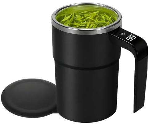 Holdes Tasse À Mélange Automatique,38cl Vaisselle À Mélange Automatique Pour Eau Et Boissons - Tasse à Auto-Mélange Magnétique avec Couvercle - Pour Femmes Hommes Maison Cuisine Bar Anniversaire Et