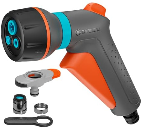 Gardena Classic Compact Multisprinkler Set: Multifunktionell trädgårdsspruta, För rengöring och bevattning, Tre spraymönster, Konstruerad för att hålla länge, Adapter för inomhuskran ingår (18376-20)
