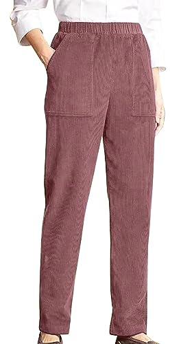 Generico Vinterbyxor Dam Vinterbyxor Förtjockade Fleece Joggingbyxor med Lösa Varma Fickor Dam Byxor Rak Ben Med Dragsko Jogger Avslappnad Elastisk Midja Jogger Byxor Lounge, Röd, M
