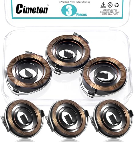 Cimeton 3 resortes de retorno para prensa de taladro, 45 x 10 x 0,8 mm, resorte de alimentación de pluma, resorte de bobina, montaje de bobina de alimentación, resorte de acero, acabado de