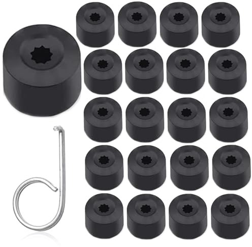 Easy Link 20x Radschraubenkappen 17 mm Radmutternkappen Universal für Auto Anti-Diebstahl Sperrschraubenkappe Kappen Abdeckungen Abdeckkappen für Schrauben (Schwarz)