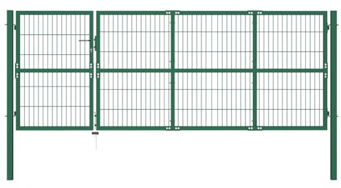 Massbinet Gartentor Doppelflügel Gartentore 3 Schlüssel im Lieferumfang enthalten Grün 350 x 120 cm