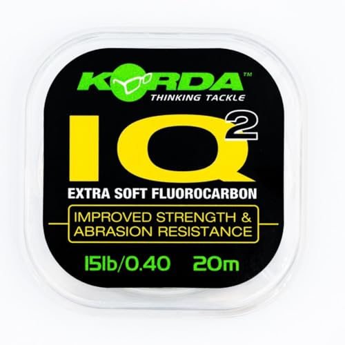 Korda IQ2 Extra Soft Fluorocarbon, weiche Vorfachschnur, nahezu unsichtbar unter Wasser, hohe Abriebfestigkeit, sinkendes Material, ideal fuer scheue Karpfen, flexible