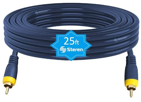 STEREN RCA Cable Car Audio - RCA Cables - RCA Subwoofer Cable - RCA Home Theater Projector - RCA Projector - Audio Video Cables - Stereo Audio Cable - 25 ft - 7.6 Meters - 1 Male to 1 Male 254-125BL