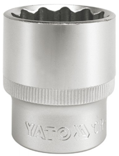 YATO 12 Kant Nuss 32 mm Schlüsselsatz Chrom-Vanadium-Stahl CrV 50BV30, 1/2' Vierkant Aufnahme, Rändelung für sicheren Halt