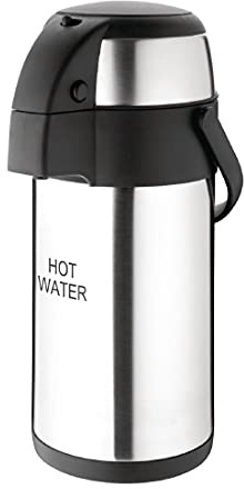 Olympia Pump Action Airpot 'Hot Water' 3Ltr - Stainless Steel Large Double Wall Insulated Tea Coffee Dispenser with Safety Lock & Carry Handle for Events, Catering or Conference
