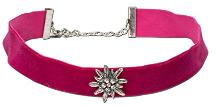 Alpenflüstern Trachten-Samt-Kropfband breit Strass-Edelweiß - Trachtenkette enganliegend, Kropfkette elastisch, Damen-Trachtenschmuck, Samtkropfband in traditionellen Farben DHK109