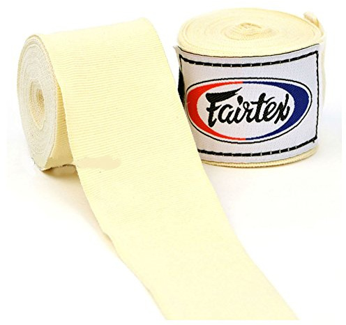 Fairtex HW2 Boxbandagen, Baumwolle, 450 cm (180 Zoll), 1 Paar Einheitsgröße beige