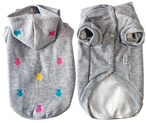 LeerKing Hundepullover Fleece Pullover Hoodie Pyjama Flauschiger Katzenpullover für kleine mittelgroße Hund Französische Bulldogge Kleidung Dackel Chihuahua M