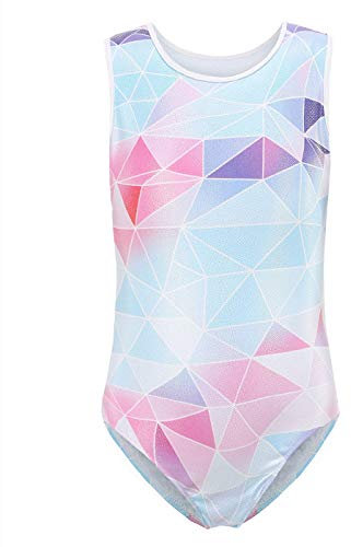 Happy Cherry Mädchen Ballettkleidung Gymnastik Tanzanzug Glänzend Weich Elastisch Trikot Ganzkörper Yoga Ballettanzug Steigung (Geometrie, 5-6 Jahre)