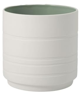 Villeroy & Boch - Its My Home Pot à Fleurs Leaf Mineral, Superbe Cache-Pot en Porcelaine Premium pour Votre Oasis de Verdure, Vert, Blanc