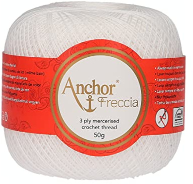 Anchor 4772016-07901 Häkelgarne, 100% Baumwolle, 7901, Stärke 16, 50 Gramm