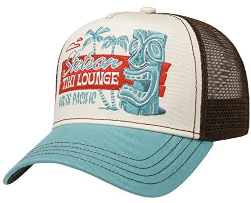 Stetson Tiki Lounge Trucker Cap Herren Atmungsaktive Meshcap Mit Baumwolle Größenverstellbar Schirmlänge 7 cm Sommer Winter braun One Size