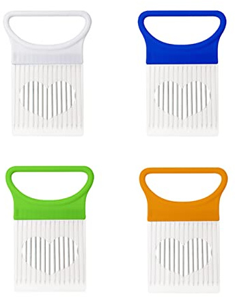 4pcs Onion Holder, TACYKIBD Stainless Steel Vegetable Slicer Holder and Onion Chopper Peelers, Onion Holder for Slicing Cutting Vegetable Tomato Potato Fruit Meat Kitchen Gadgets Tools