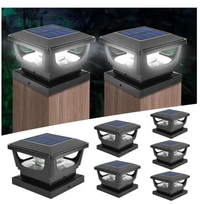 GEYUEYA Home Solar Post Cap LED Lights,Solar Post Lights IP65 Waterproof Garden Lights Fence Post Lights Solar Powered for 3x3 3.5×3.5 4x4 inch Patio Deck Wooden Posts-4 Pack
