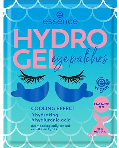 essence HYDRO GEL eye patches, Augenpflege, Nr. 03, Blau, feuchtigkeitsspendend, pflegend, kühlend, vegan, ölfrei, ohne Parfüm, ohne Alkohol, 25er Pack (25x1pair)