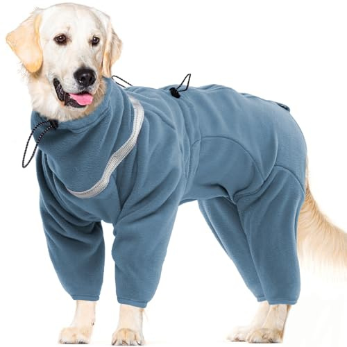 OUOBOB Hundemantel, warme Hundemäntel, Polar Fleece Hundejacke, Winter Kaltwetterweste, Pullover Fleece Pyjamas Overall Onesie, Hund Pullover mit Geschirr Eingebaut für kleine mittlere große Hunde