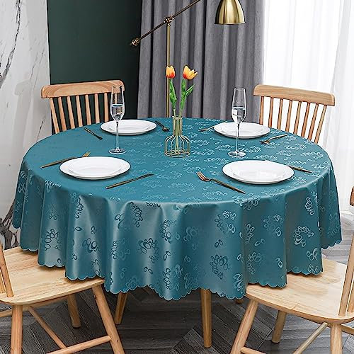 XQSSB Tischdecke Jacquard Tischwäsche Pu Verbrühungsschutz Lotuseffekt Tischtücher mit Zarten Pastelltönen Tiefgrün EIN Kreisdurchmesser 200cm